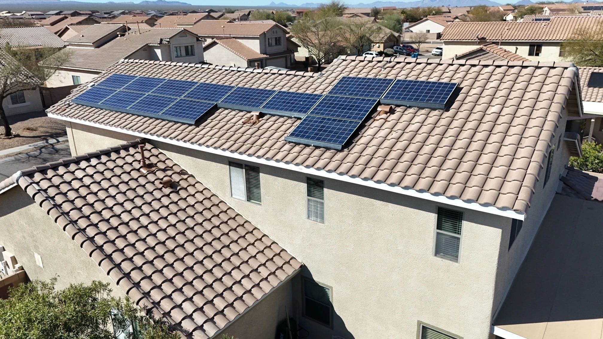 Solar panels on snow-covered Flagstaff home
