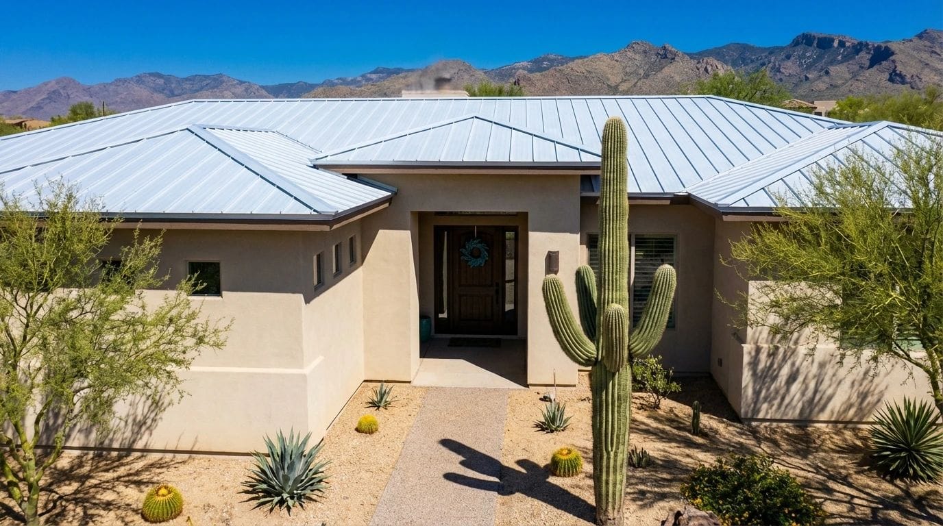 Arizona home with reflective cool roof under bright sun